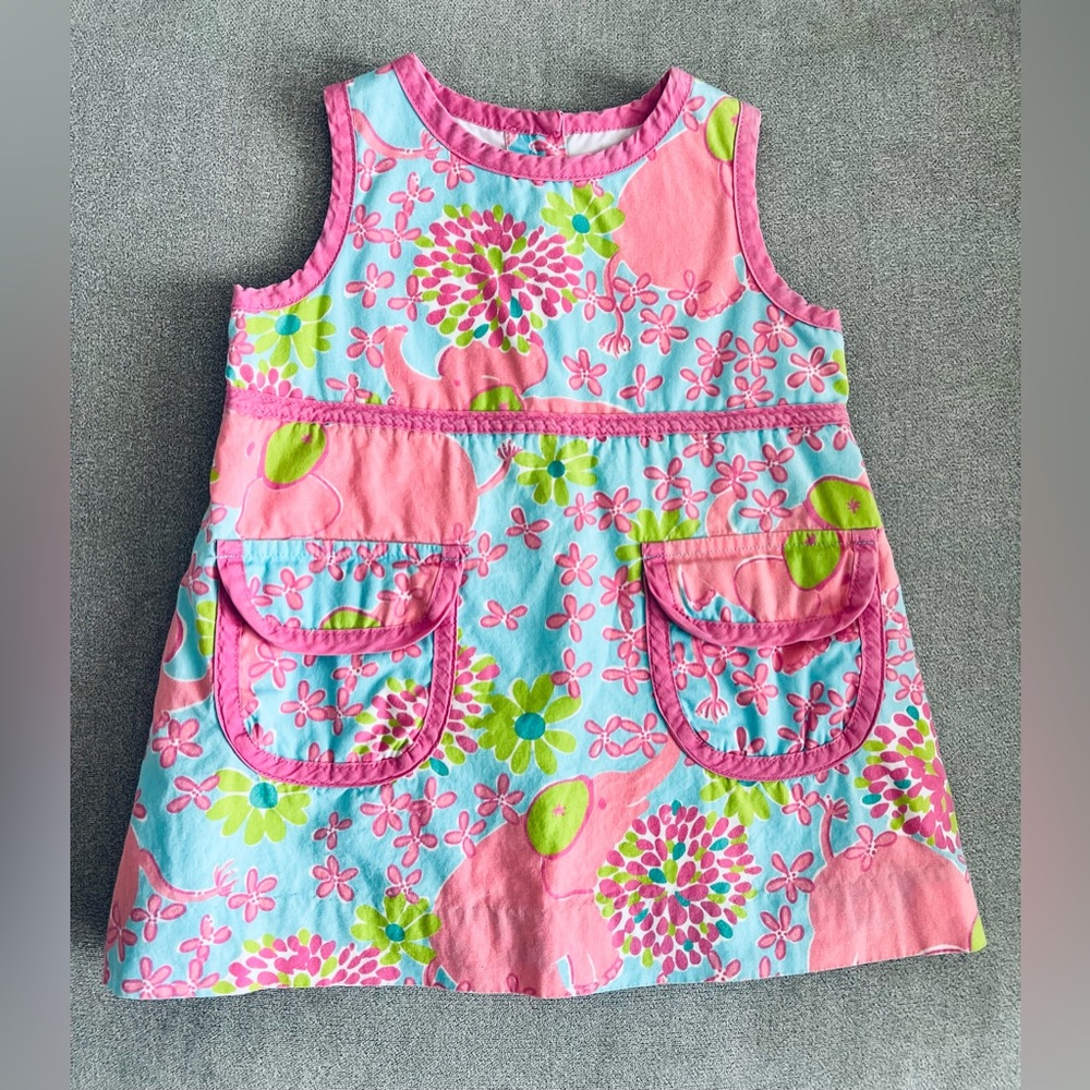 Lilly Pulitzer Pink and Blue Elephant Kids Dress